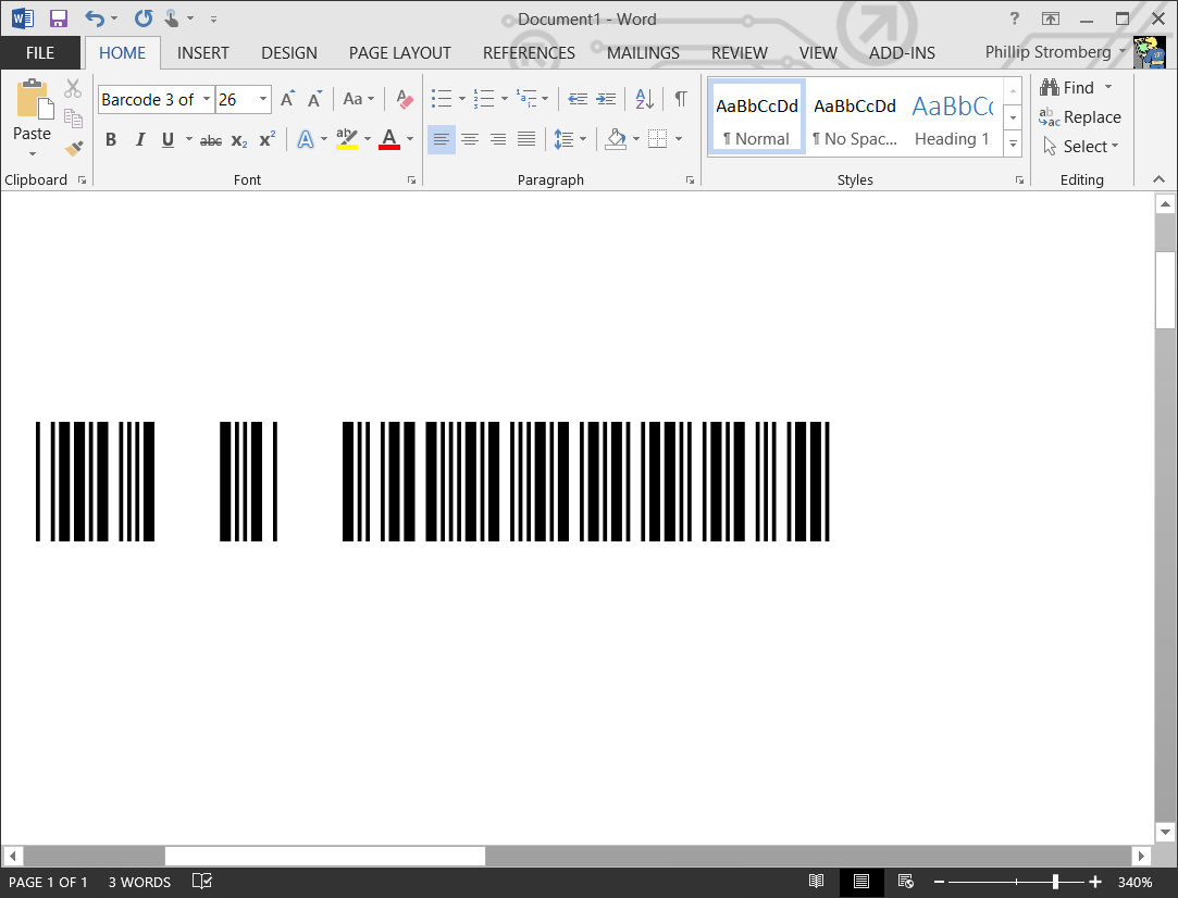 3 of 9 Barcode Font for Microsoft Word